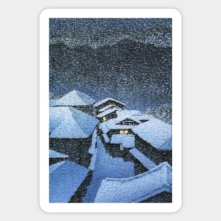 Snow storm at Shiobara Hataori by Kawase Hasui Sticker